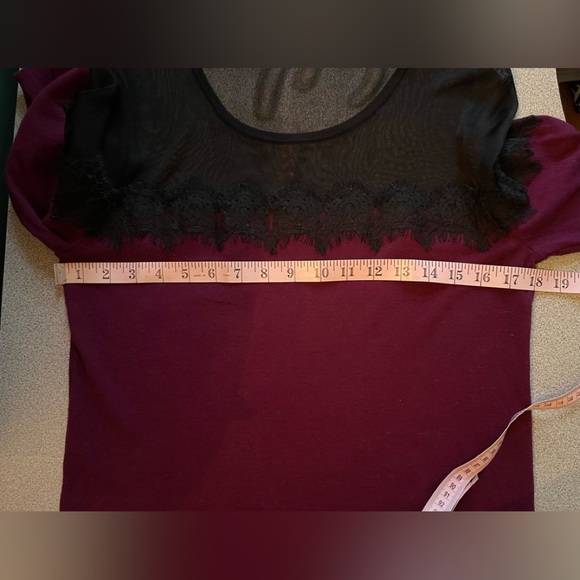 Black Lace & Plum Thin Knit Sweater/Top - Picture 7 of 9